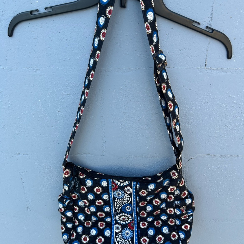 Vera Bradley Navy Quilted Floral Crossbody with Red & White Accents